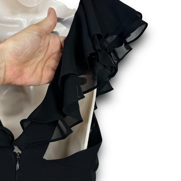 Lulus Little Black Ruffle Mini Dress Flutter Sleeves Vneckline Sleeveless XS - Picture 8 of 10